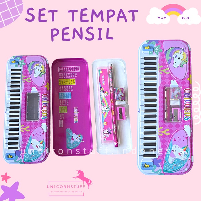 SET Tempat Pensil Unicorn Kotak Pensil Cewek Isi Stationery Alat Tulis