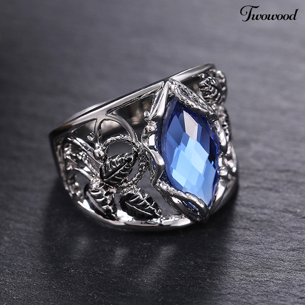 Cincin Bentuk Cabang Bunga Bahan Alloy Gaya Retro Untuk Wanita