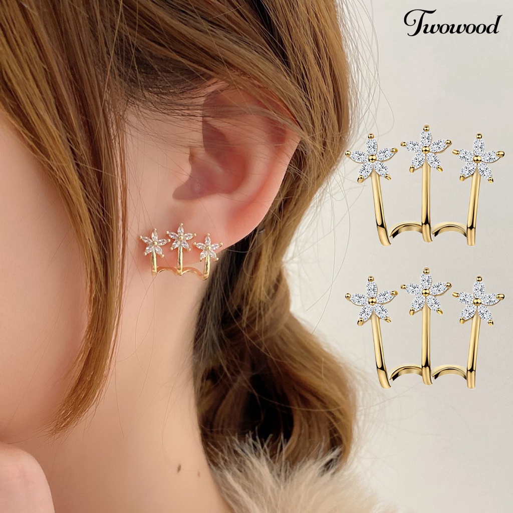 1 Pasang Anting Stud Desain Bunga Tahan Lama Mudah Digunakan Untuk Anniversary