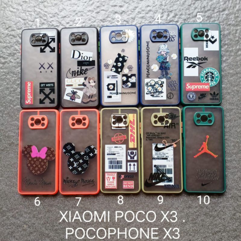 Case gambar Xiaomi Pocophone X3 . Poco X3 motif brand ( 3 motif ) soft softcase softshell silikon cover casing kesing housing