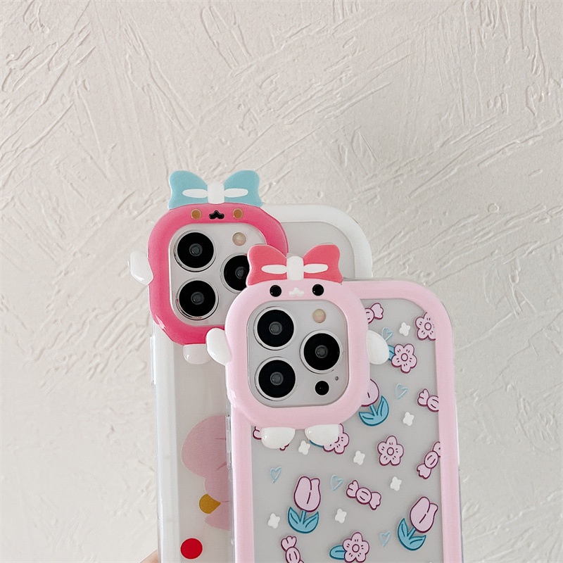 Soft Case Bahan Silikon Desain Monster Pink Bow Untuk iPhone 11 12 13 14 Pro Max 6s 6 Plus 7 8 Plus XR X XS Max SE 2020 2022 14 Plus