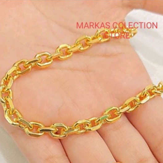 Gelang tangan rantai  Nuri titanium asli lapis emas 24k imitasi anti luntur .