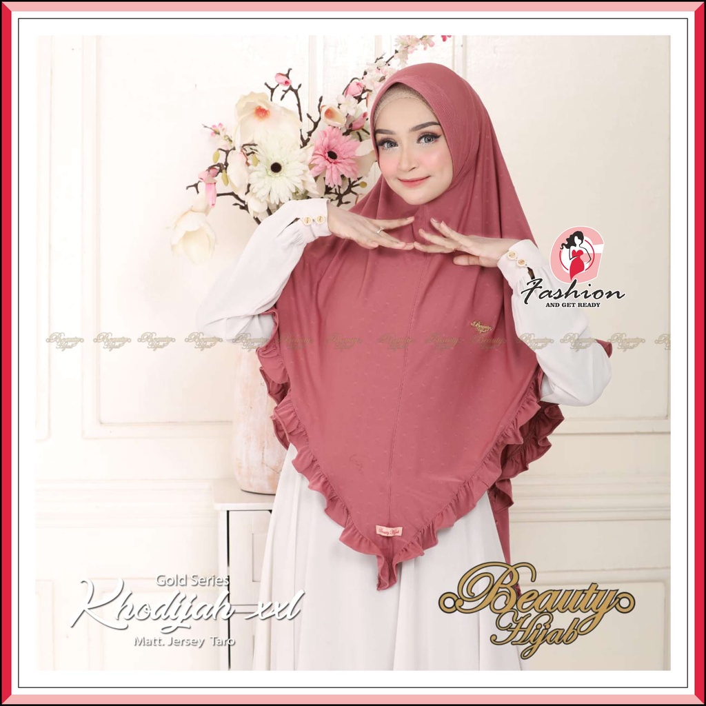 BEAUTY HIJAB - KHADIJAH RIMPEL XXL TARO GOLD SERIES • KERUDUNG INSTAN JERSEY TARO • BERGO INSTAN PET