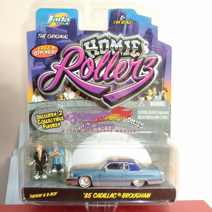 Diecast Jada Homie Rollers 85 Cadillac Brougham Biru With Figure 1:64 NUSEL