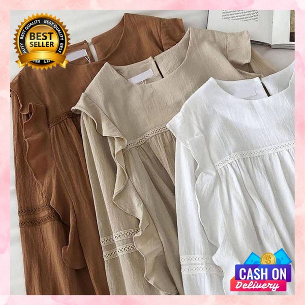 Bluose Remaja Bluoes Krja Kasual Pakean Blouae Premium Bsju Buls Simple Atasan Kemejs Basic Bloese W