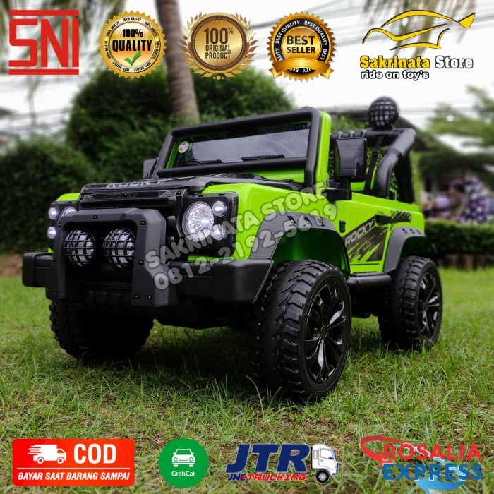 mainan anak Mobil Aki jeep rocky Ban karet murah