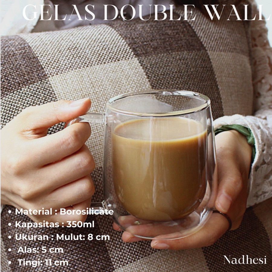 Gelas Kaca Double Wall/ Gelas Kopi/ Gelas Lucu Unik