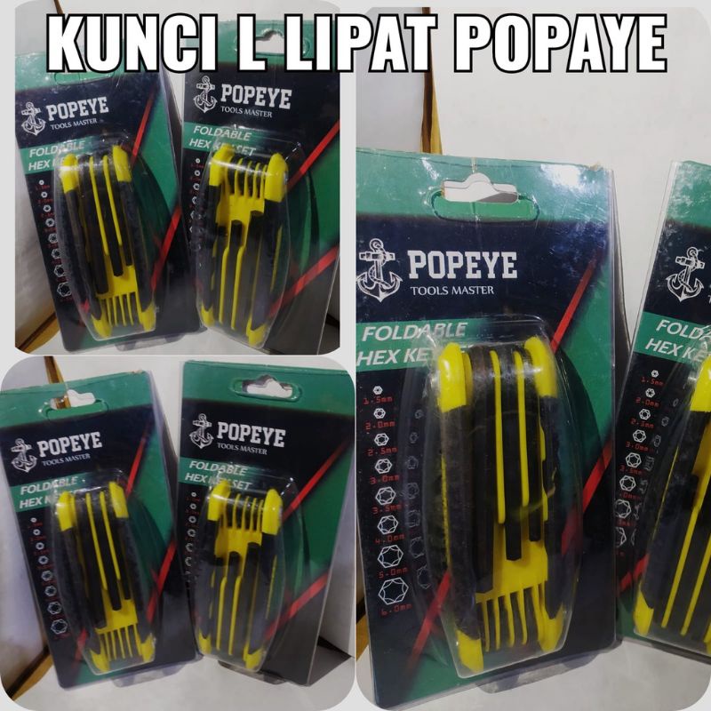 Kunci L Set Lipat Flat 9pcs / 8pcs Kunci L Multifungsi Serbaguna hex key 9 in 1/ Folding Foldable hex key Set wrench