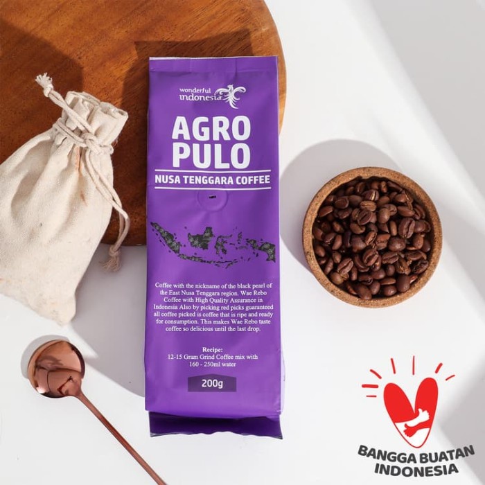 

KOPI AGRO PULO ARABICA NTT FLORES 200GR + WONDERFUL INDONESIA BAG