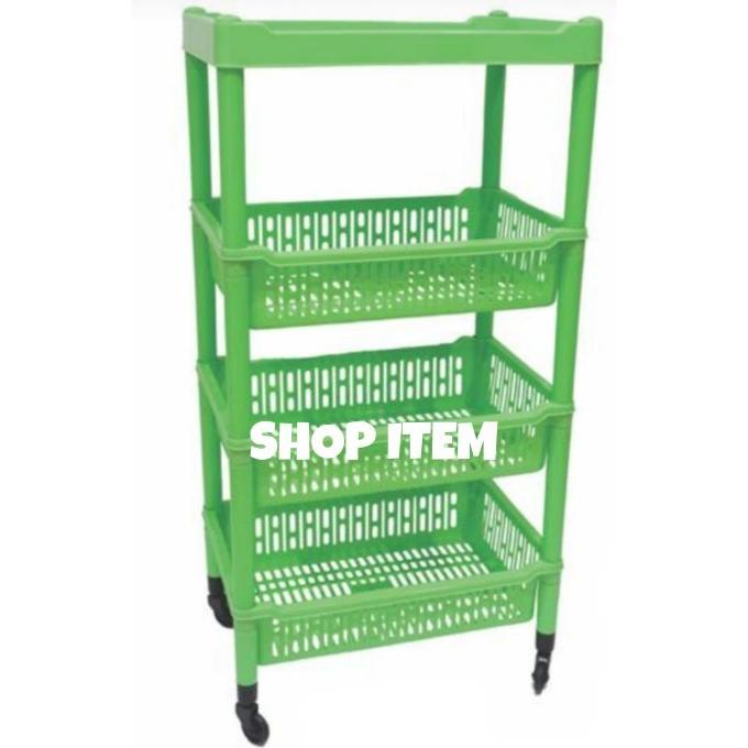 Rak Roda Susun 4 Plastik / Rak Salon / Rak 4 Susun + Roda Tebal