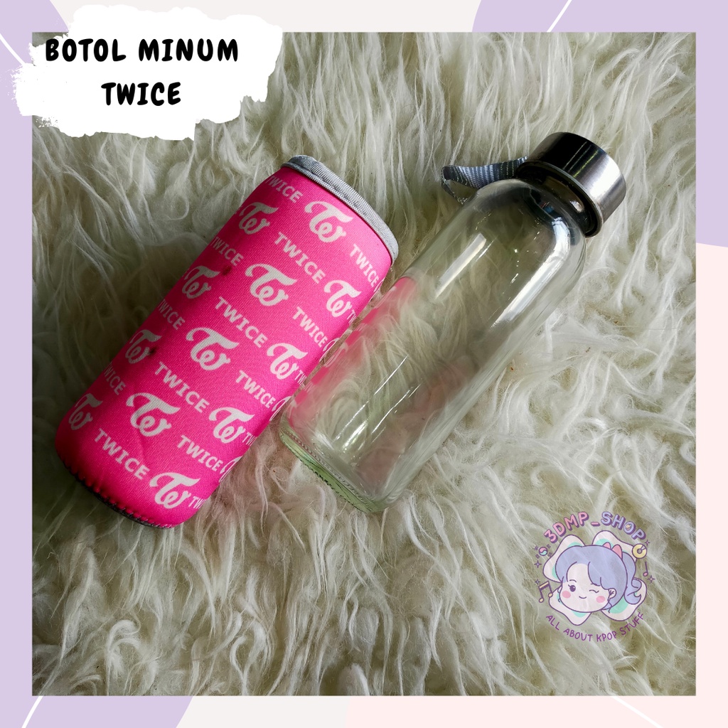 Botol minum kaca sarung bt21 koya cooky twice seventeen blackpink