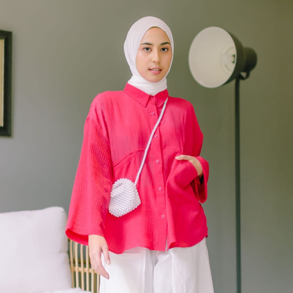 (MSB) KEMEJA ELENA OVERSIZE BLOUSE MANGO CRINCLE ATASAN WANITA