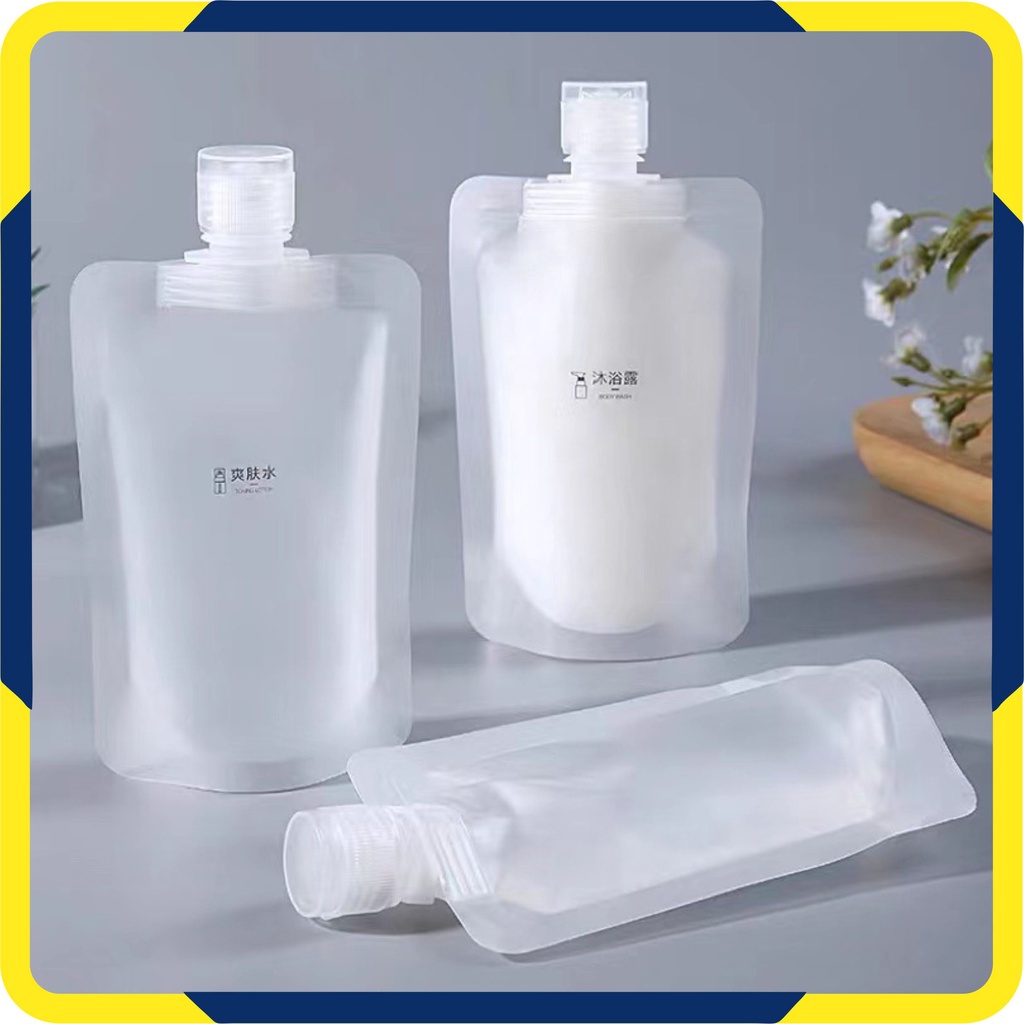 Murah Lebay S216 Travel Pouch Reusable Refillable Shampoo Soap Lotion Liquid Kantong Sabun
