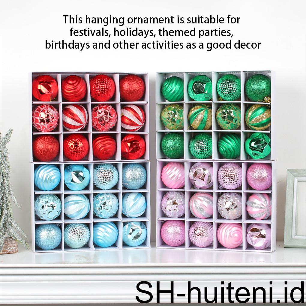 12pcs Ornamen Bola Natal Ukuran 6cm Warna Biru Untuk Dekorasi Pesta