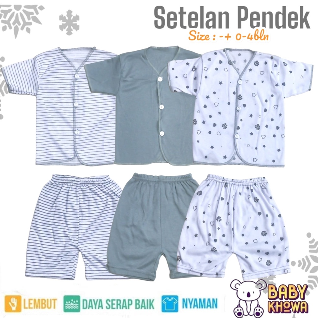 1 Stel Baju Bayi Newborn Baru Lahir Setelan Baju Bayi Celana Perlengkapan Bayi Baru Lahir Atasan Baju Bayi Celana Pendek Celana Panjang Celana Pop Celana Kodok Baju Pendek Kaos Motif Seri abu