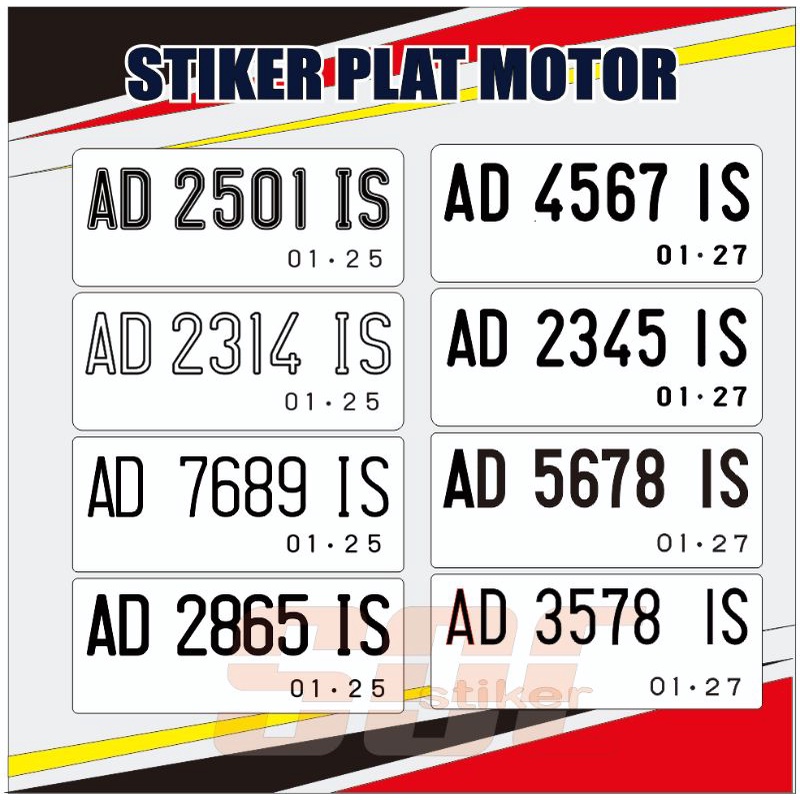 Stiker Plat Nomor Motor