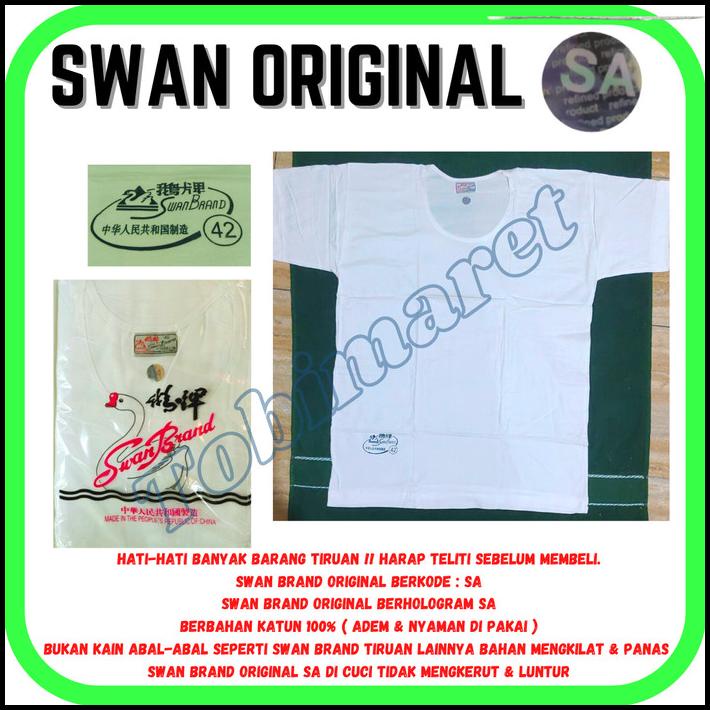 Promo Kaos Dalam Oblong Pria Swan Brand Original Katun 38-40-42 Isi 6Pcs