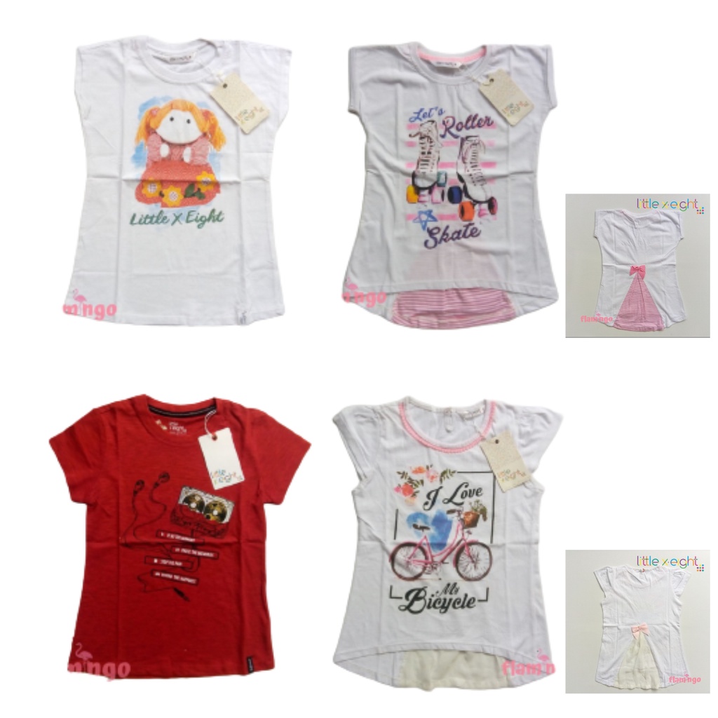 ( Size 8y ) BAJU KAOS TSHIRT LITTLE X EIGHT GIRL ANAK PEREMPUAN