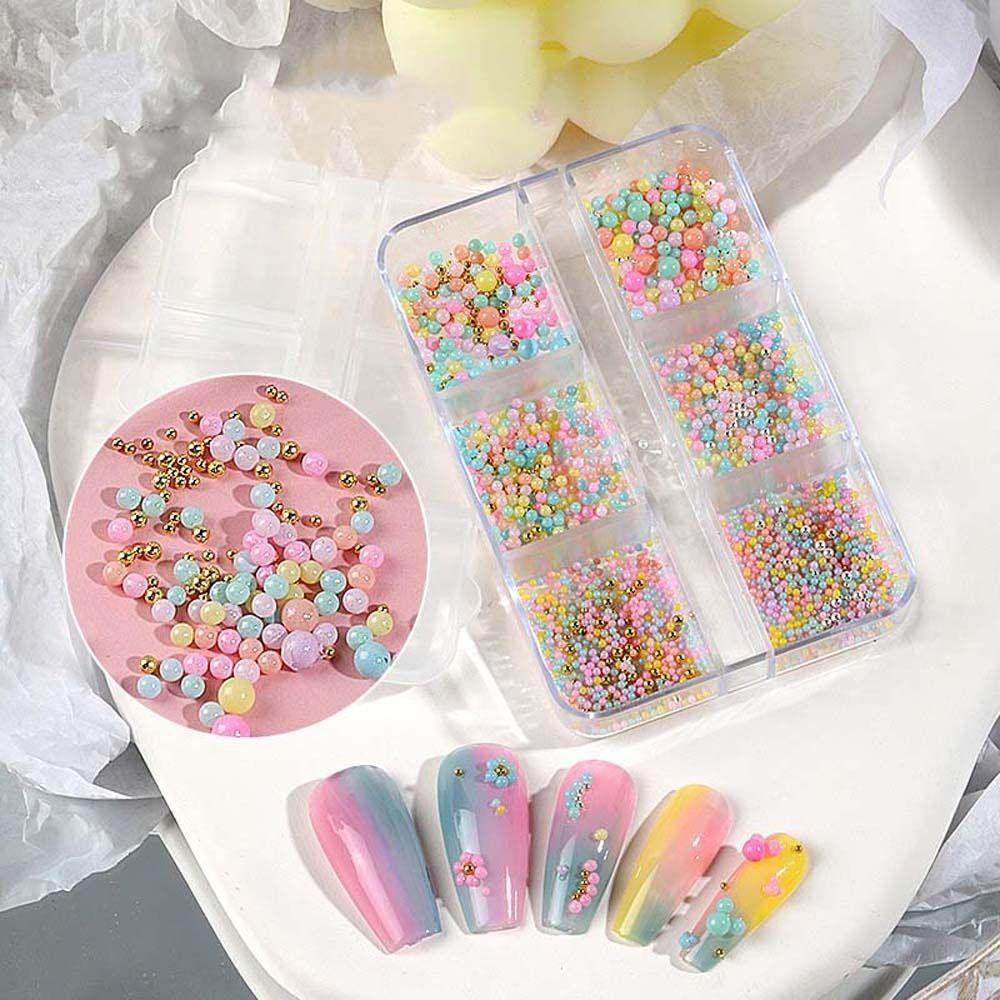 Mxbeauty Nail Art Beads Bola Gelembung Bulat Warna-Warni|Hiasan Kuku Aksesoris Manikur Warna