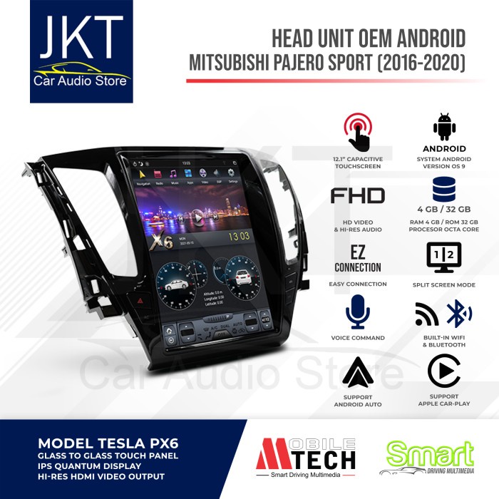 Head Unit OEM ANDROID MITSUBISHI PAJERO SPORT(2016 - 2020) MTECH TESLA