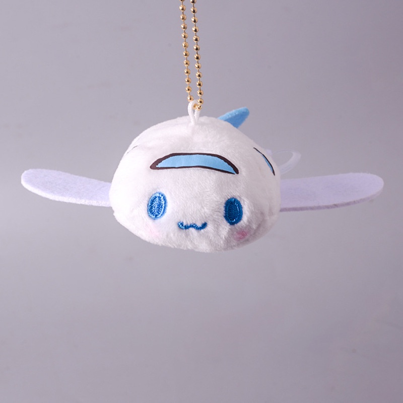 Gantungan Kunci Liontin Plush Pesawat Cinnamoroll Penghilang Stress Ornamen Boneka Empuk Mewah Premium Untuk Fans