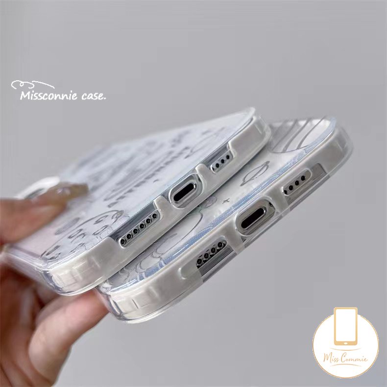 3 in 1 Soft Case Transparan Motif Kartun Astronot Luar Angkasa Untuk IPhone 11 Pro Max 7Plus 8Plus 12 14 13 Pro Max XR 14 Plus 7 8 Plus X XS Max SE 2020