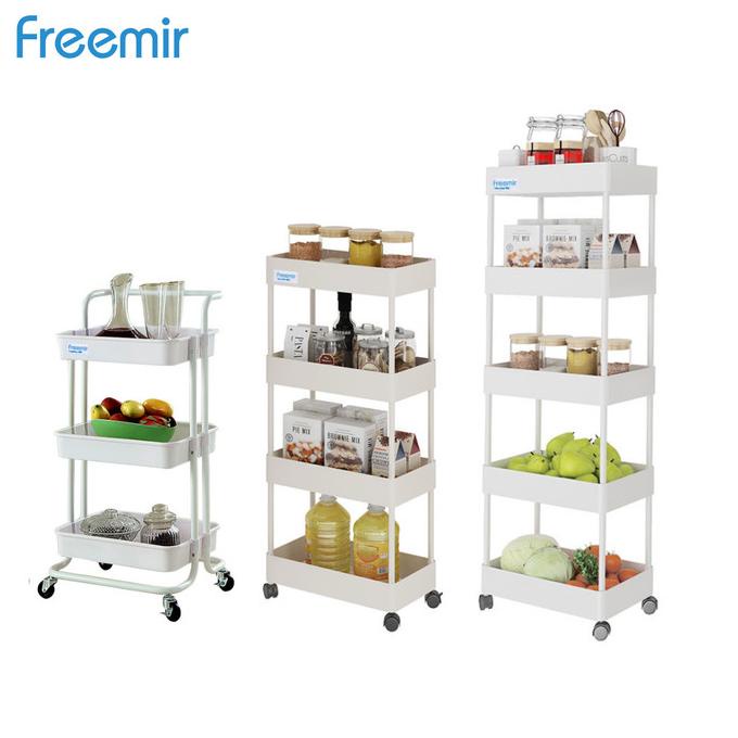 Freemir Rak Troli Susun Serbaguna Dengan Roda Dan Pegangan