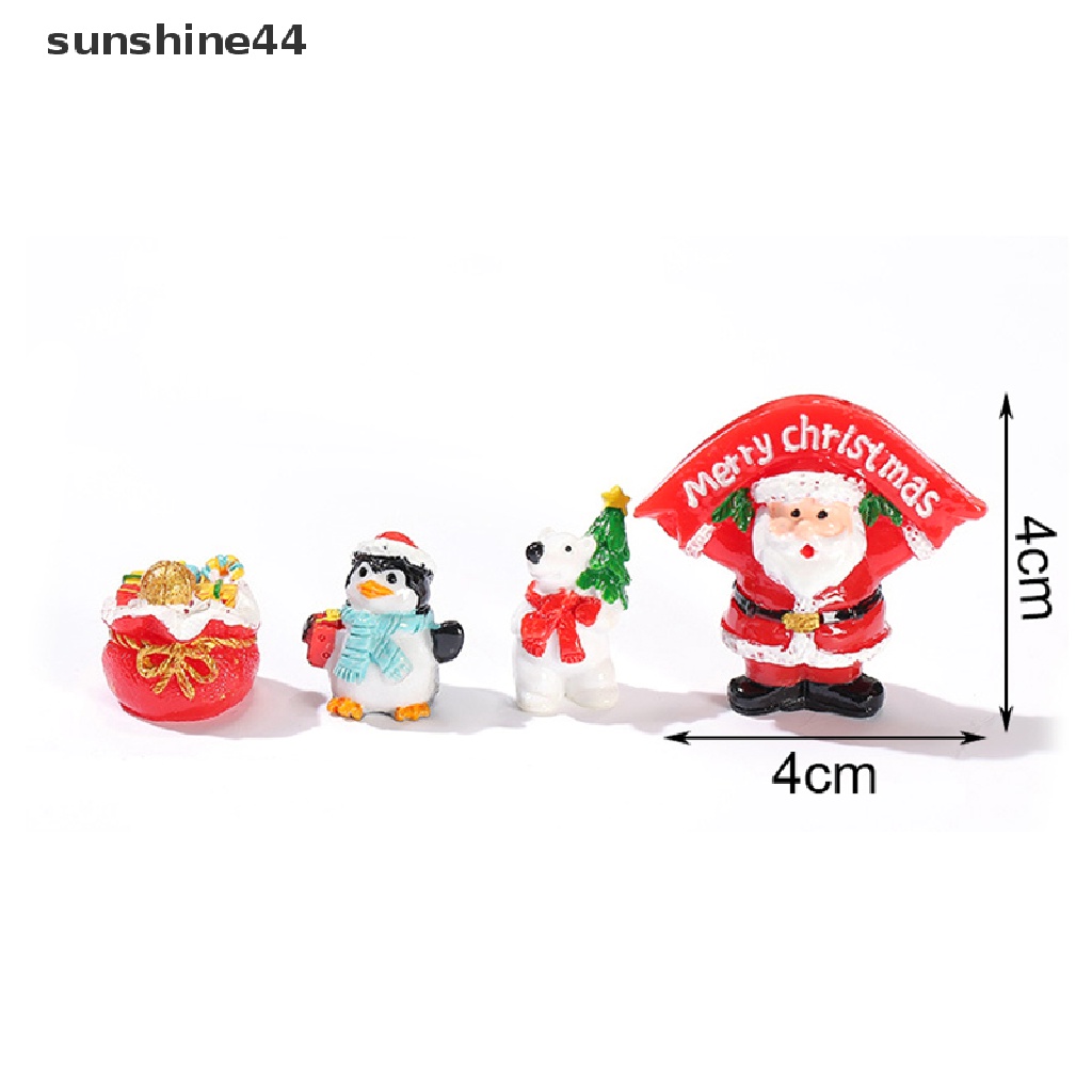 Sunshine 1Pc Ornamen Kartun Santa / Beruang / Penguin Bahan Resin Untuk Dekorasi Lansekap Mikro