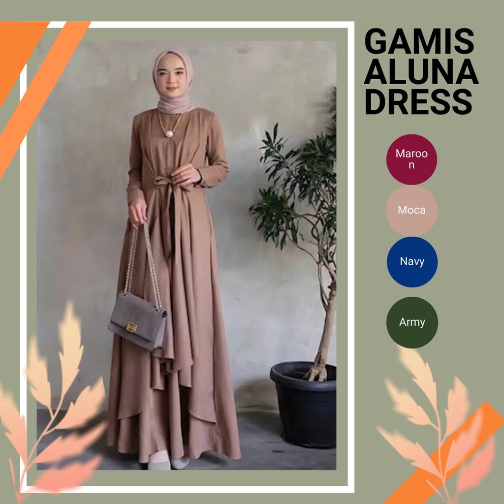 BAJU MAXI DRESS CANTIK ALUNA MAXI DRESS BAJU GAMIS WANITA JUMBO