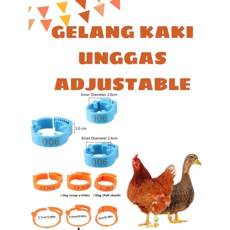 ring 2.0 - 2.4 gelang kaki ayam bebek unggas bercode ukuran bisa di atur zeorfarm