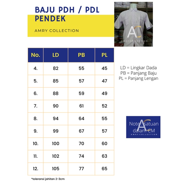 Kemeja PDL / PDH  lapangan putih pendek bahan oxford Baju PDL