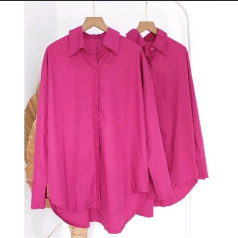 Kemeja linen Oversize Shirt polos lengang panjang/kemeja linen Oversize