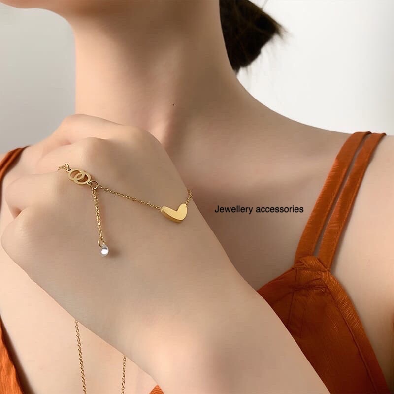 Kalung Titanium Love Juntai Diamond Trending Vintage Korea Fashion Style 483