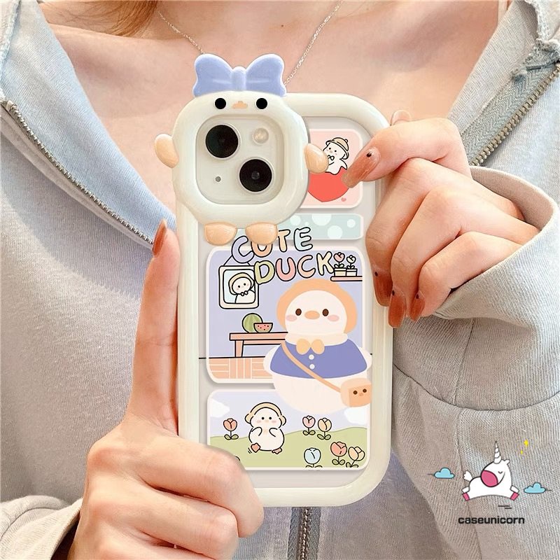 Soft Case Desain Kartun Bebek Monster 3D Untuk iPhone 11 14 12 13 Pro MAX 6 6s 7 8 14 Plus XR X XS MAX SE 2020