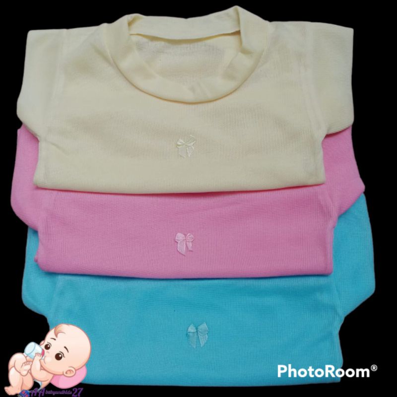 3PC Kaos Oblong Bayi Model Pita Salur Dasar Warna Ukuran S M L XL SNI Murah Nyaman Berkualitas