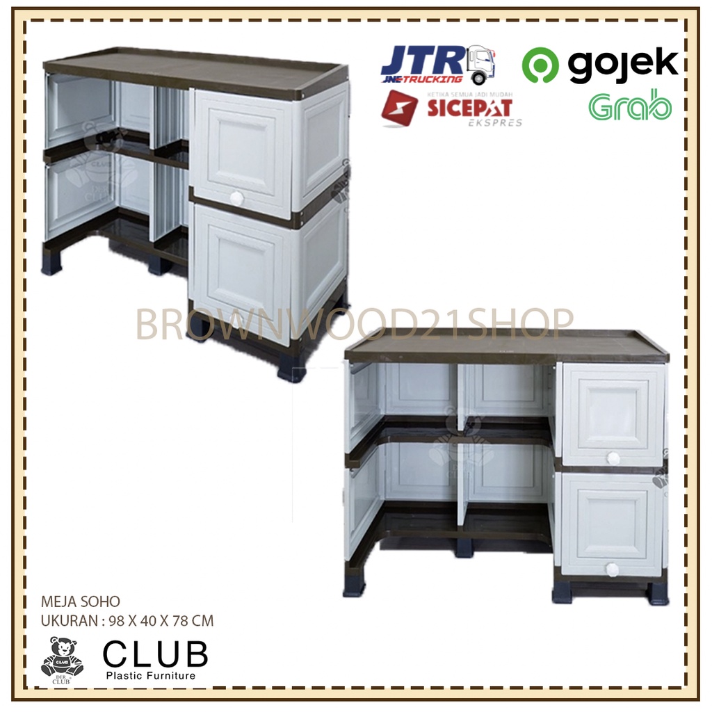 CLUB MEJA KANTOR + LEMARI CABINET PLASTIK SOHO-1/ MEJA BELAJAR + LACI  CABINET SOHO-1  MURAH