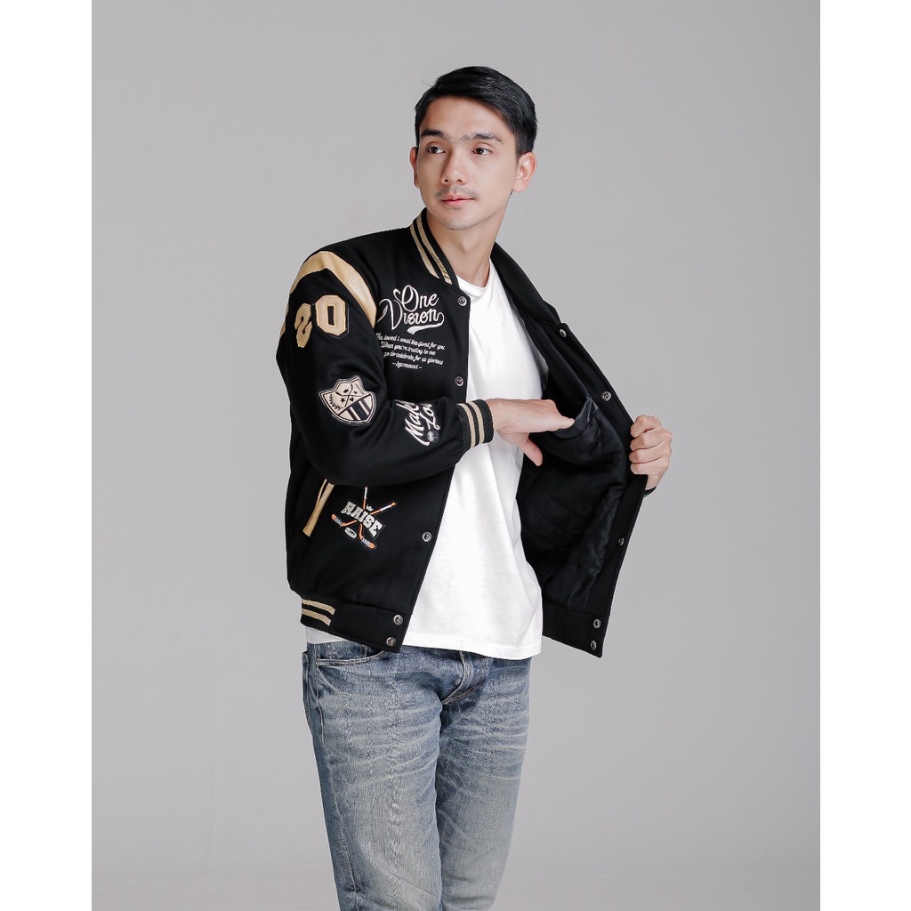 BGSR Varsity Jacket Rabbit Black Jaket Baseball