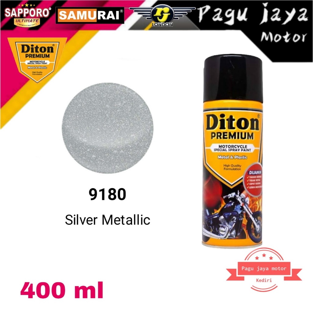 DITON PREMIUM 9180 SILVER METALLIC METALIK 400ml cat semprot spray paint pilox pilok