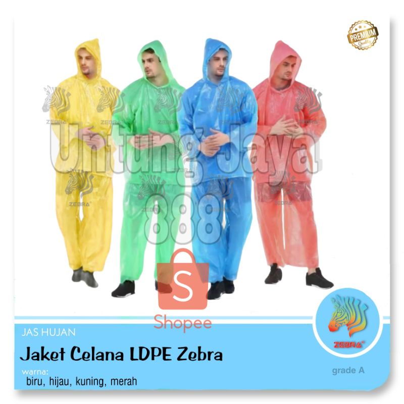 Jas hujan Plastik stelan Jaket Celana ZBR