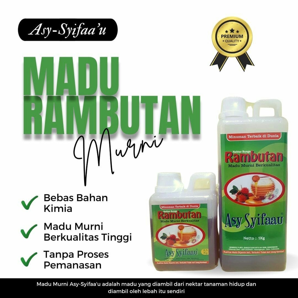 

Madu Rambutan Asy - Syifaa'u 1000 gr 1kg Madu Hutan Murni 100% Nektar Asli
