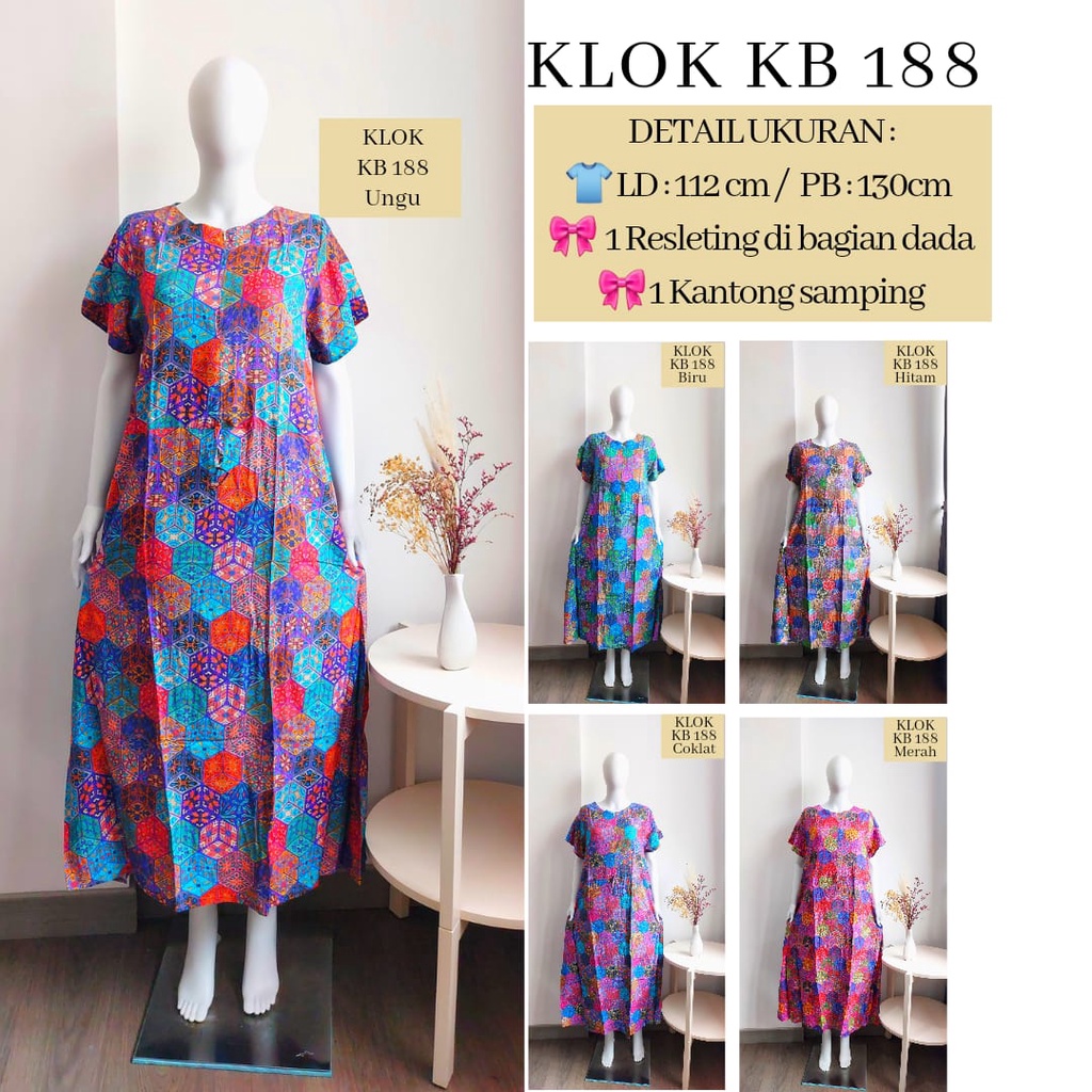 AS Dress Klok Zipper Daster Batik Kudamas LD 110cm - 112cm Busui