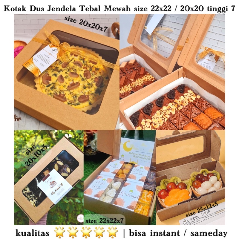 

Kotak Dus Kue Tebal KOKOH + Jendela size 20x20x7 / 22x22x7 / 22x10x5 / 25x12x5 kotak kue brownies box pie tart cake box