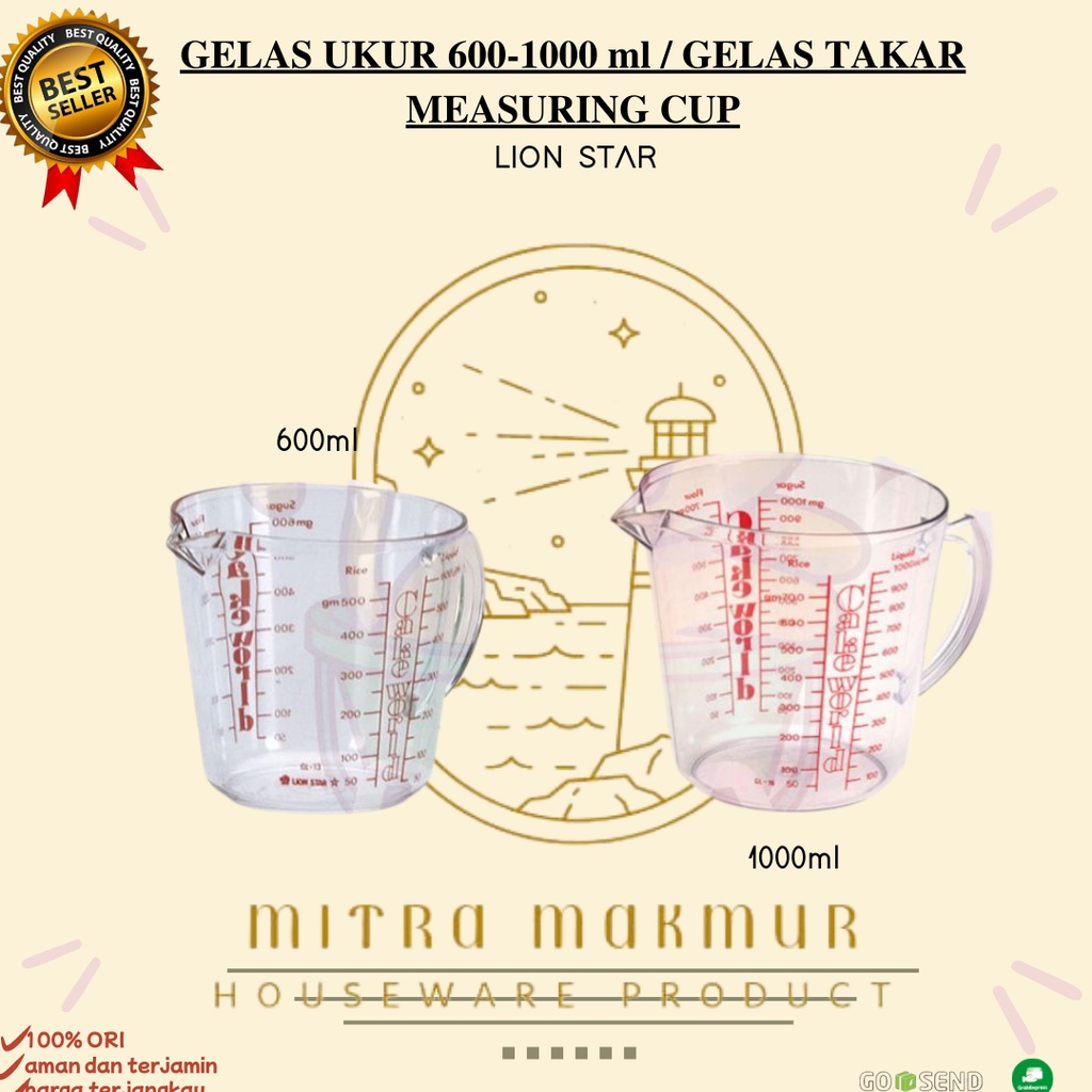 SALE!! Gelas Ukur Lion Star 600 ml 1000 ml / Gelas Takar Lion Star