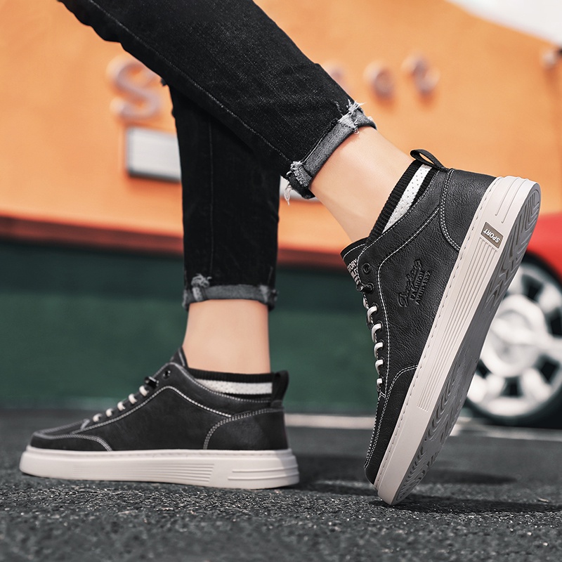 Highland Sepatu Pria Hitam Sneakers Sepatu Kerja Impor Tali Kasual Sepatu Sekolah Cowok Fashionable MC422