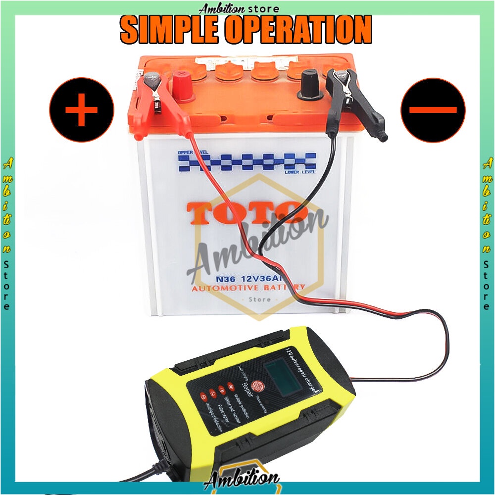 Venus Intelligent Battery Charger Aki Mobil 12V6A - 𝐂𝐚𝐬 𝐀𝐤𝐢 𝐌𝐨𝐛𝐢𝐥 𝐌𝐨𝐭𝐨𝐫 𝟏𝟐𝐕 𝟔𝐀 Pulse Repair battery Automatic smartcharger