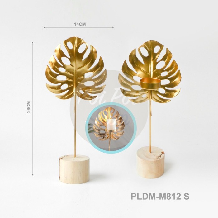 

Tempat Wadah Lilin Ornamen Hiasan Daun Jamur Emas Nordic Gold Dekorasi - Talas M812S
