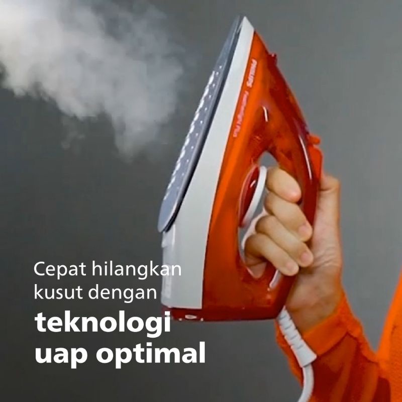 NEW PHILIPS Setrika Uap GC1424/45-Merah, semburan uap,Tapak Non-Stick, seterika, setrikaan-1