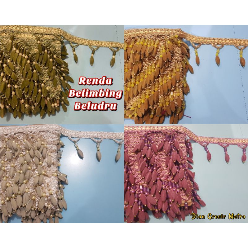 Renda belimbing beludru "METERAN", renda poni gorden, rumbai gorden meteran, aksesoris gorden