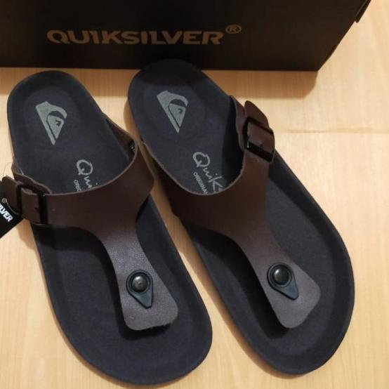 SANDAL QUICKSILVER ORIGINAL SANDAL PRIA SANDAL KULIT SENDAL SANTAI - Cokelat, 39
