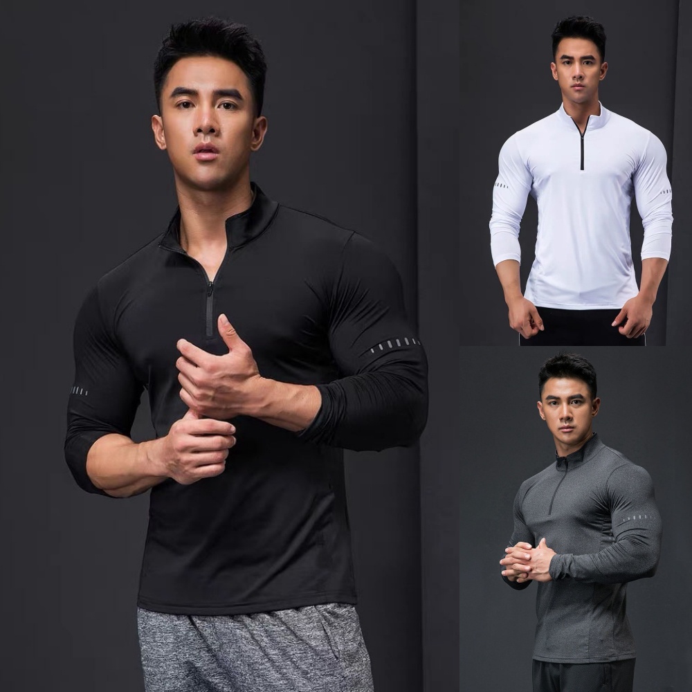 Kaos Gym Lengan Panjang pria sport wear fitness muscletee